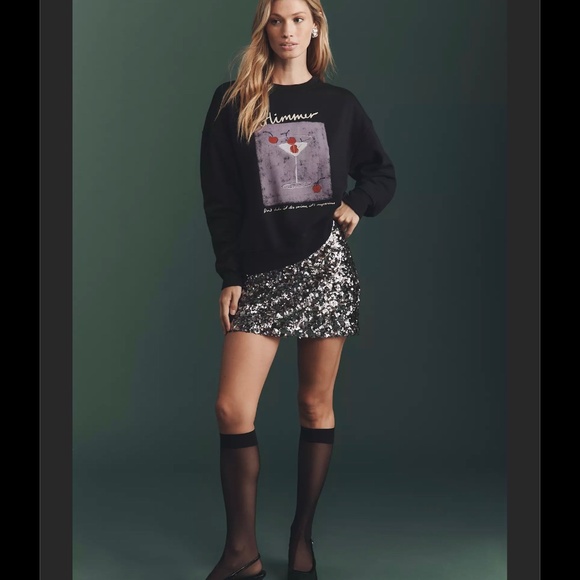 NWT Anthropologie Maeve x Natalia Bagniewska Cocktail Sweatshirt Top *GLIMMER* - Picture 3 of 4